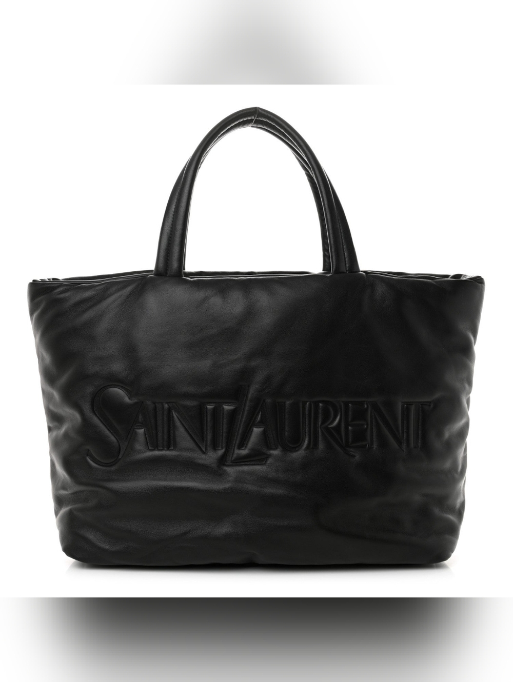 Like New!!! Saint Laurent Wide Puffer Tote in Black Lambskin Leather YSL Nappa - Picture 5 of 15